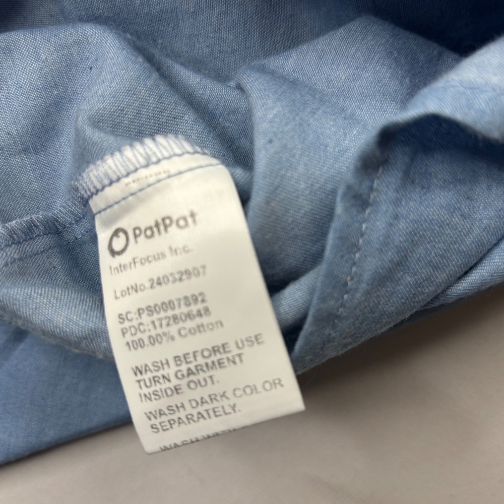 PatPat Shirt Mens XL Blue Cotton Short Sleeve Solid Button Up Casual Pocket Top - Picture 6 of 9